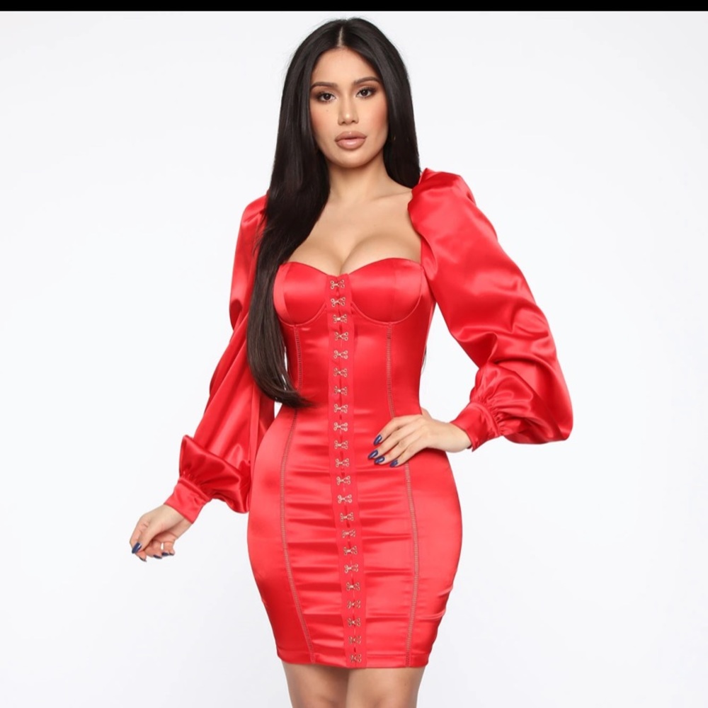 Red mini dress